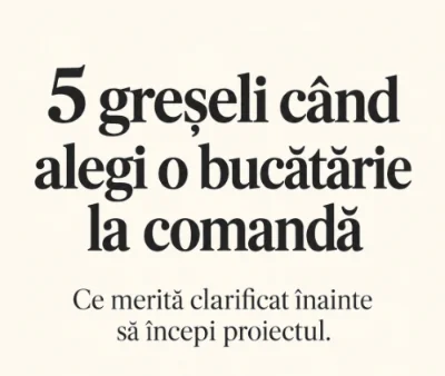 Slide-ul de copertă generat de ChatGPT: „5 greșeli când alegi o bucătărie la comandă”